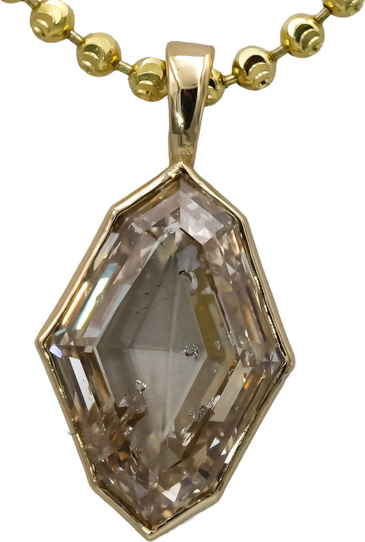 14k Yellow Gold Octagonal Step Cut Diamond Pendant Necklace 8.01CT