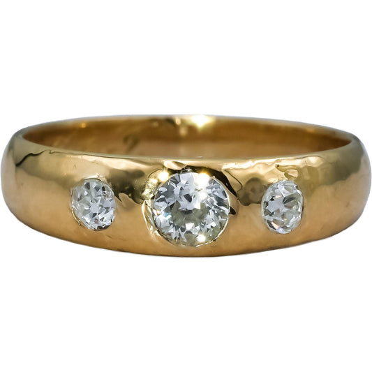 TIFFANY & CO. Vintage 18k Gold VS Old Euro Cut Diamond Three Stone Ring 0.50CT