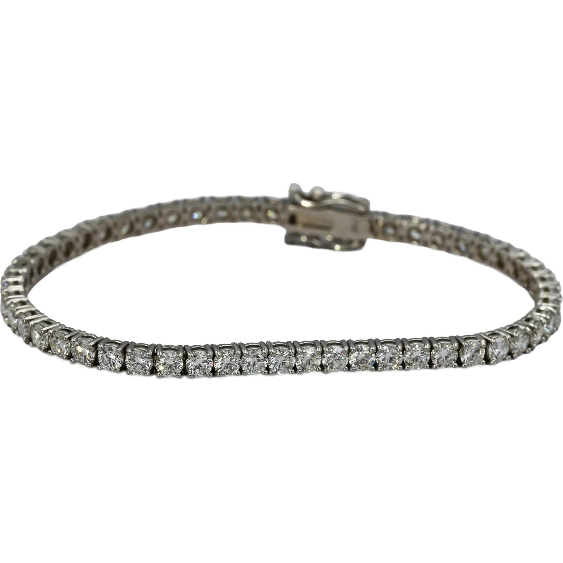 14k White Gold Round VS Lab-Grown Diamond Tennis Bracelet 6.72CT