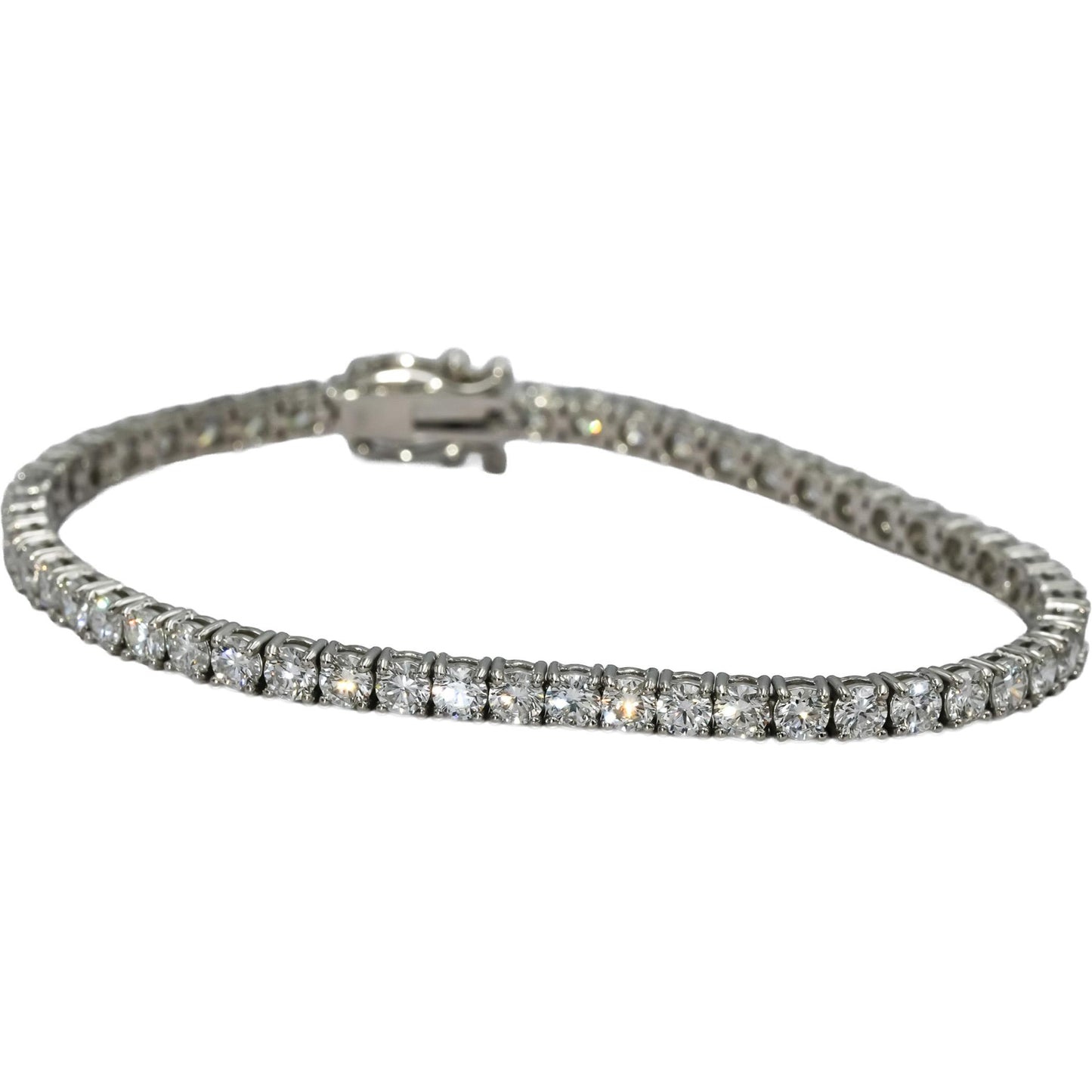 14k White Gold VS Round Lab-Grown Diamond Tennis Bracelet 6.12CT