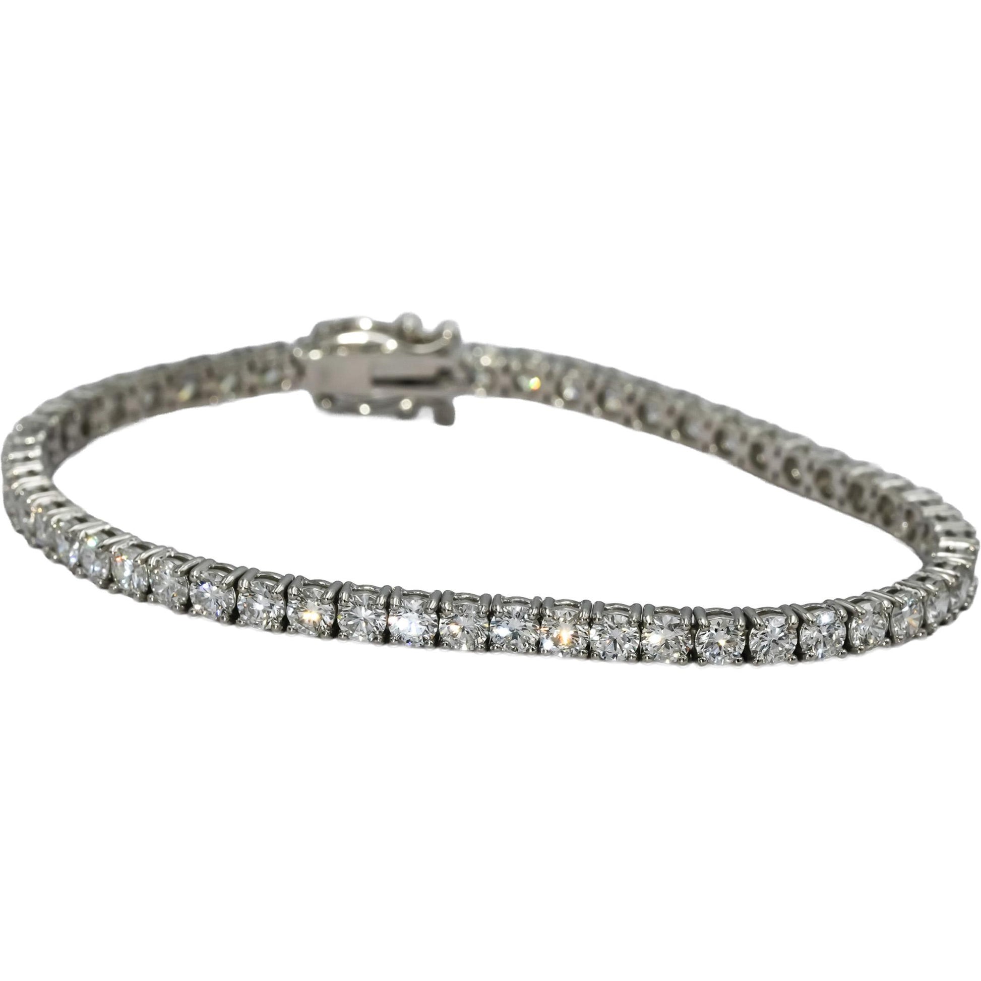 14k White Gold VS Round Lab-Grown Diamond Tennis Bracelet 6.12CT