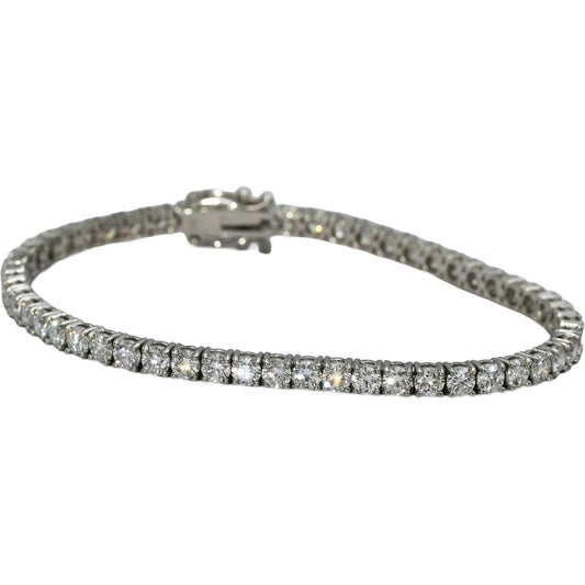 14k White Gold VS Round Lab-Grown Diamond Tennis Bracelet 6.12CT