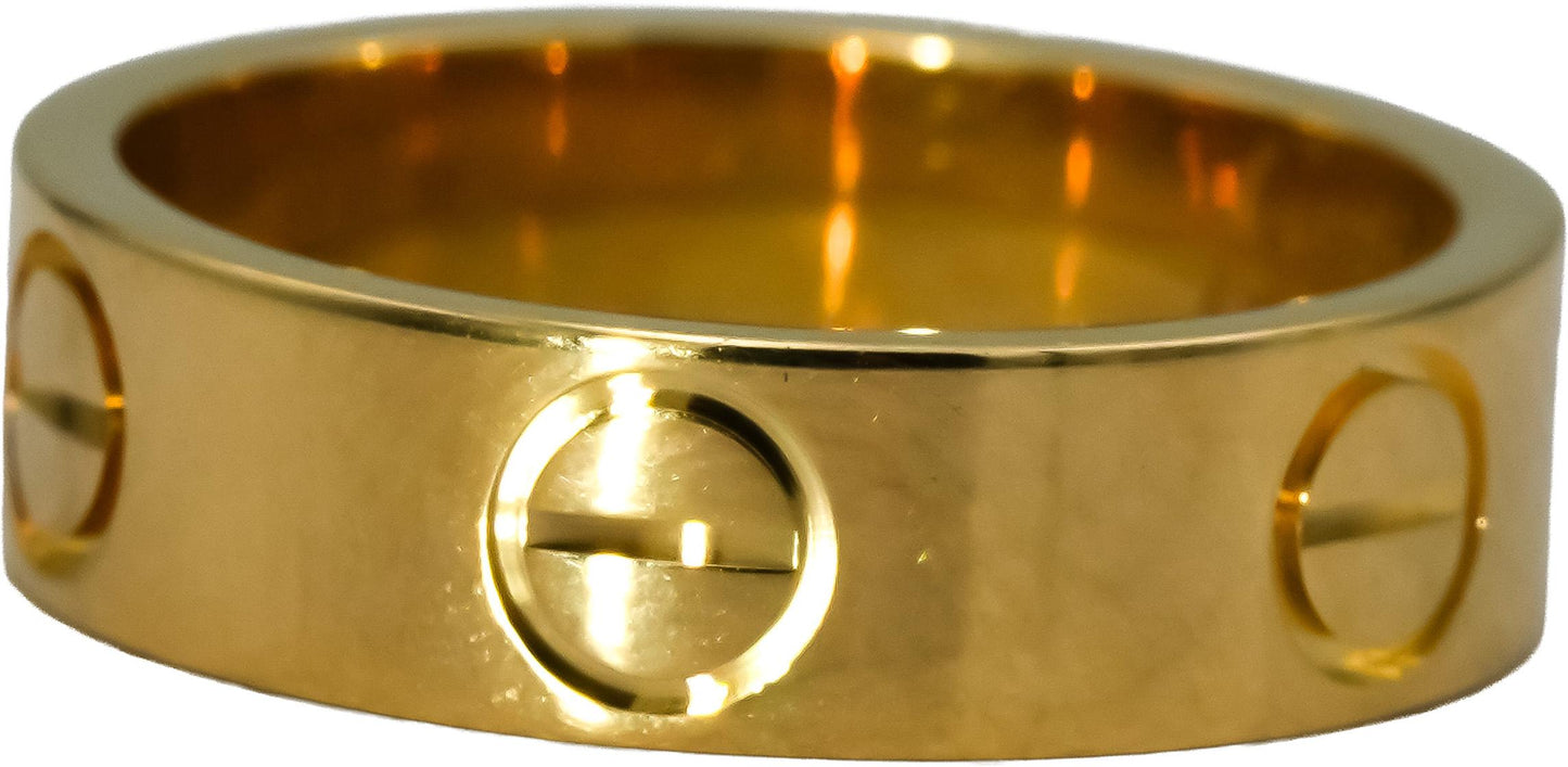 CARTIER 18k Yellow Gold Love Screw Motif 5.5mm Wide Ring Size 54