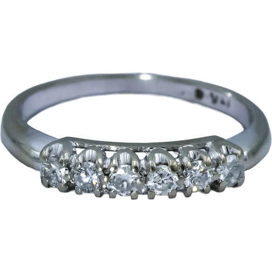 Vintage Antique 14k White Gold Round Diamond Band Ring 0.20CT Size 4.75
