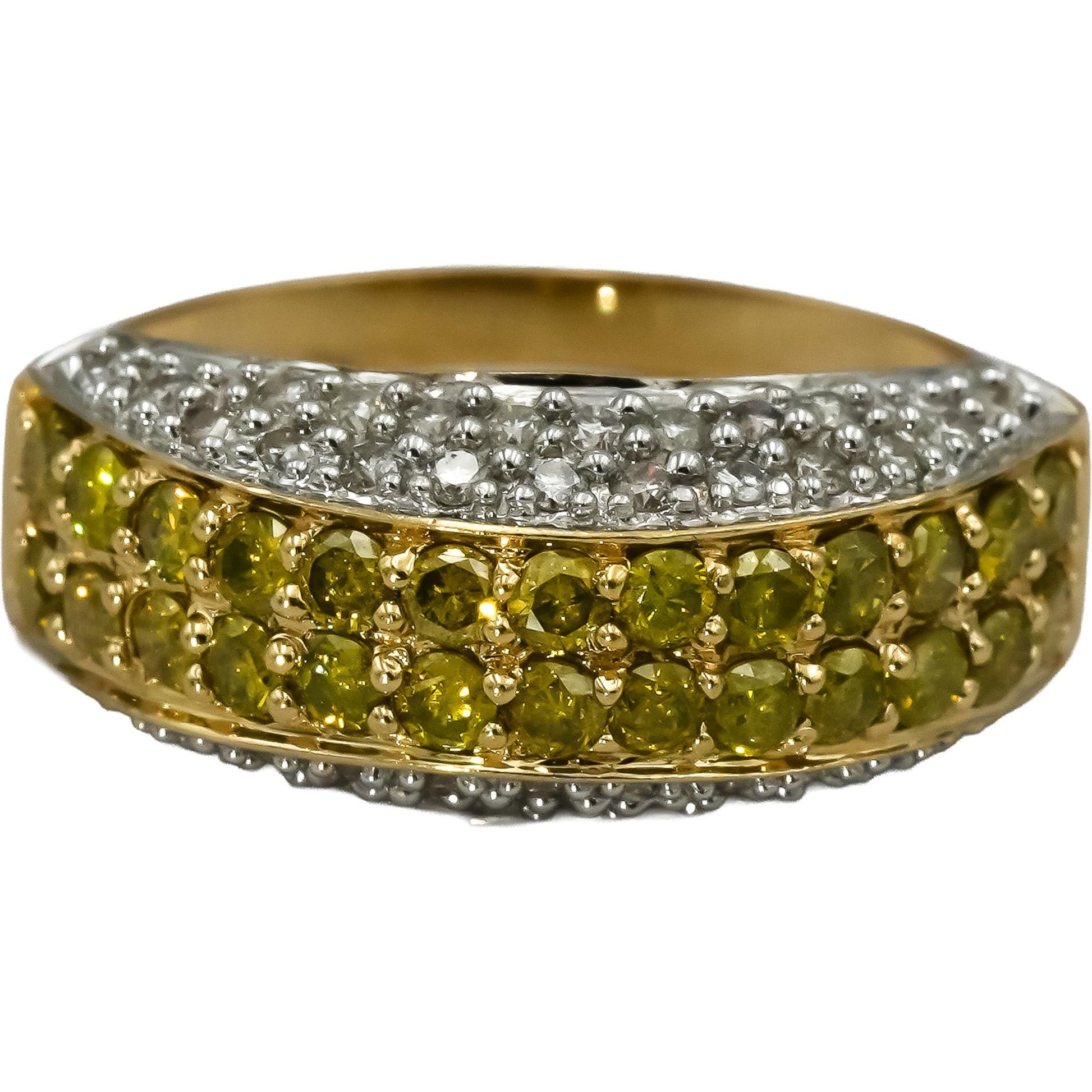 14k Yellow Gold White and Irradiated Yellow Cluster Ring 1.0CT Size 6