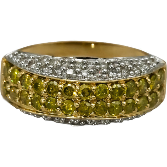 14k Yellow Gold White and Irradiated Yellow Cluster Ring 1.0CT Size 6