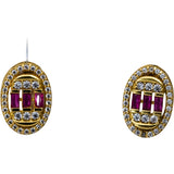 18k Yellow Gold VS Diamond and Ruby Dangle Earrings 0.75CT