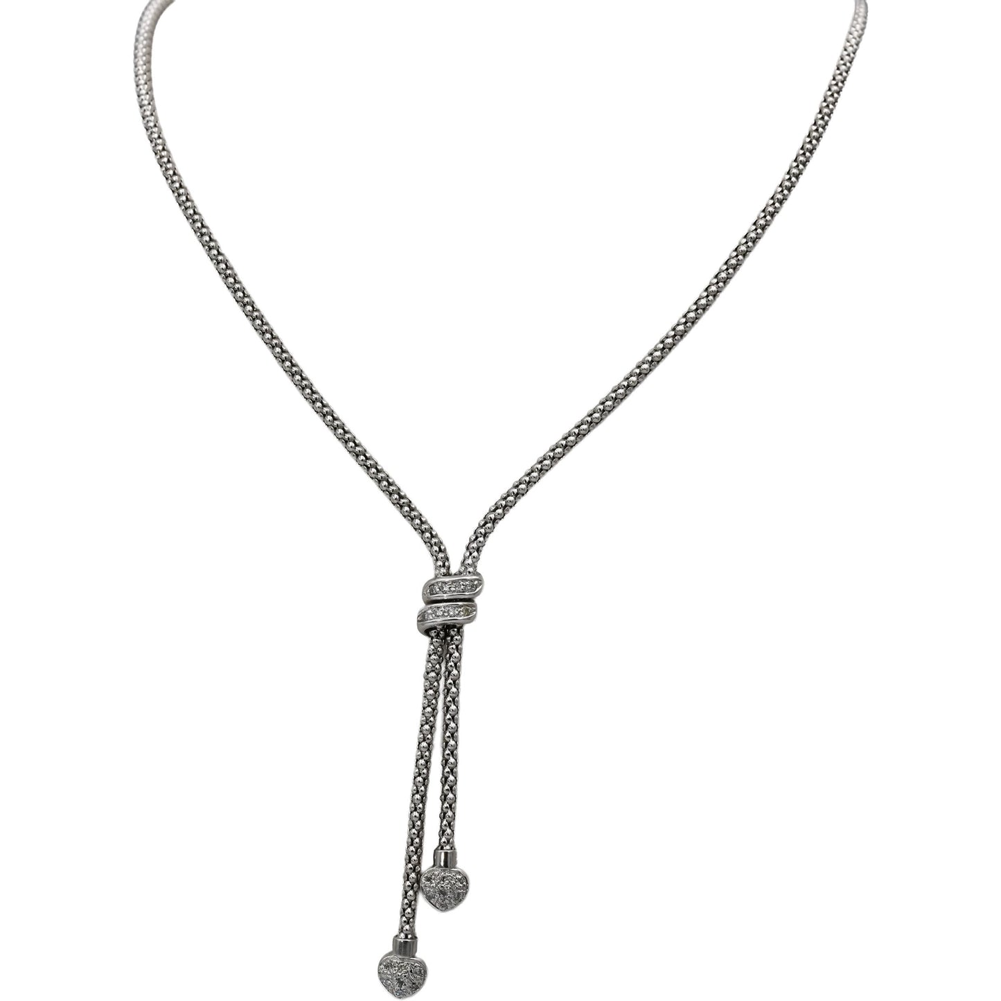 14k White Gold Round Diamond Lariat Necklace 0.25CT