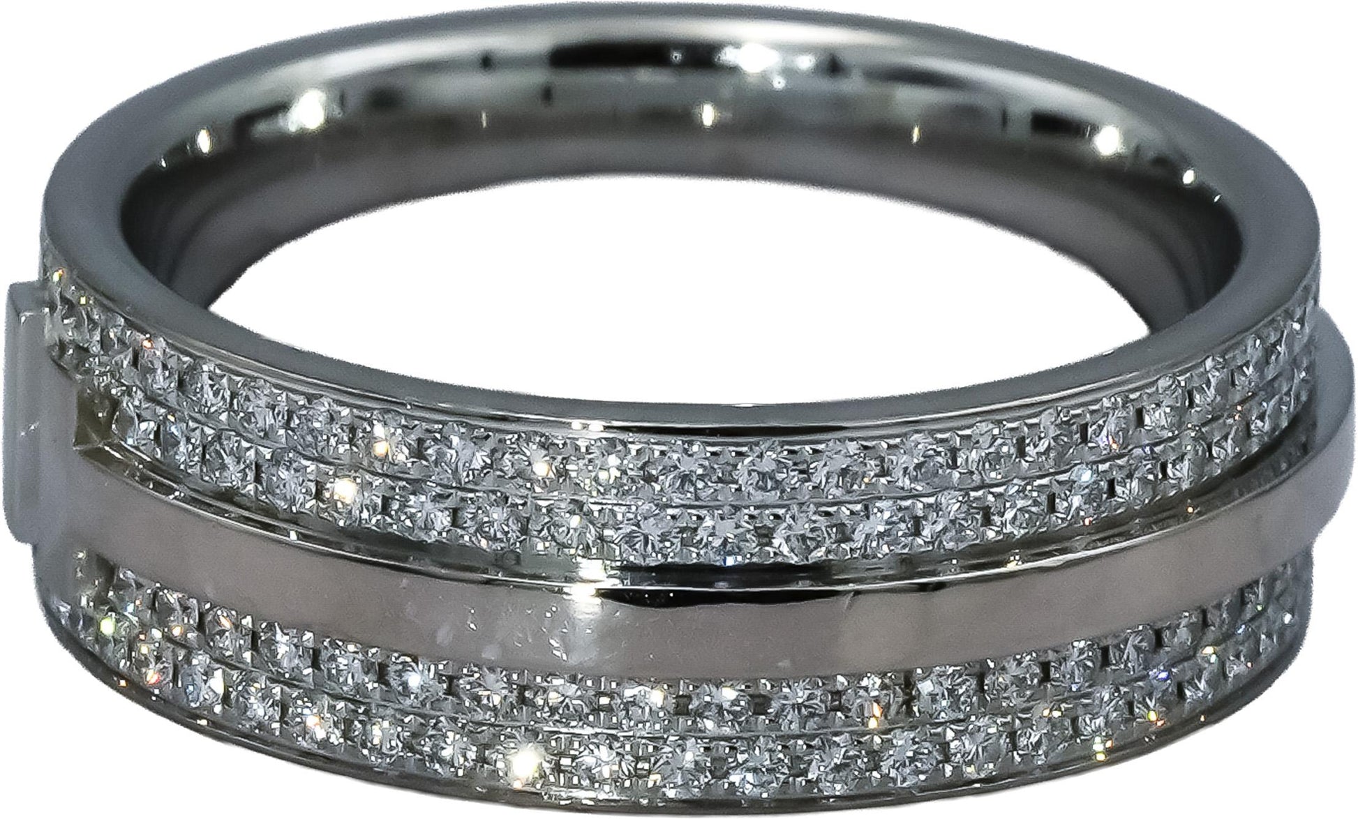 TIFFANY & CO. 18k White Gold T Wide Narrow Pave Diamond Ring .43CT Size 4.5