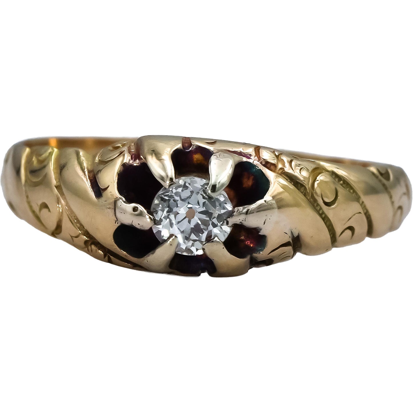 Vintage Antique 14k Yellow Gold Diamond Solitaire Ring 0.25CT Size 8