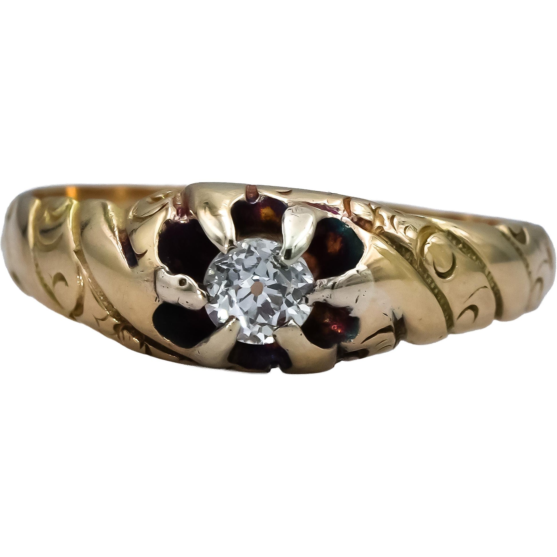Vintage Antique 14k Yellow Gold Diamond Solitaire Ring 0.25CT Size 8