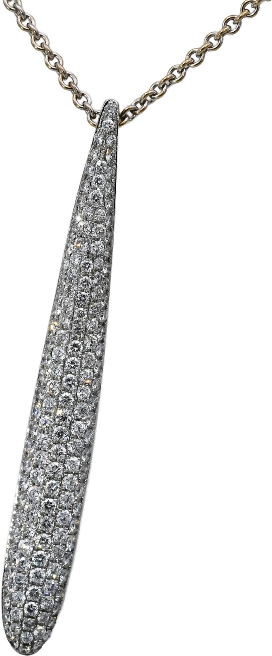 18k White Gold VS Round Diamond Cluster Drop Pendant Necklace 1.75CT