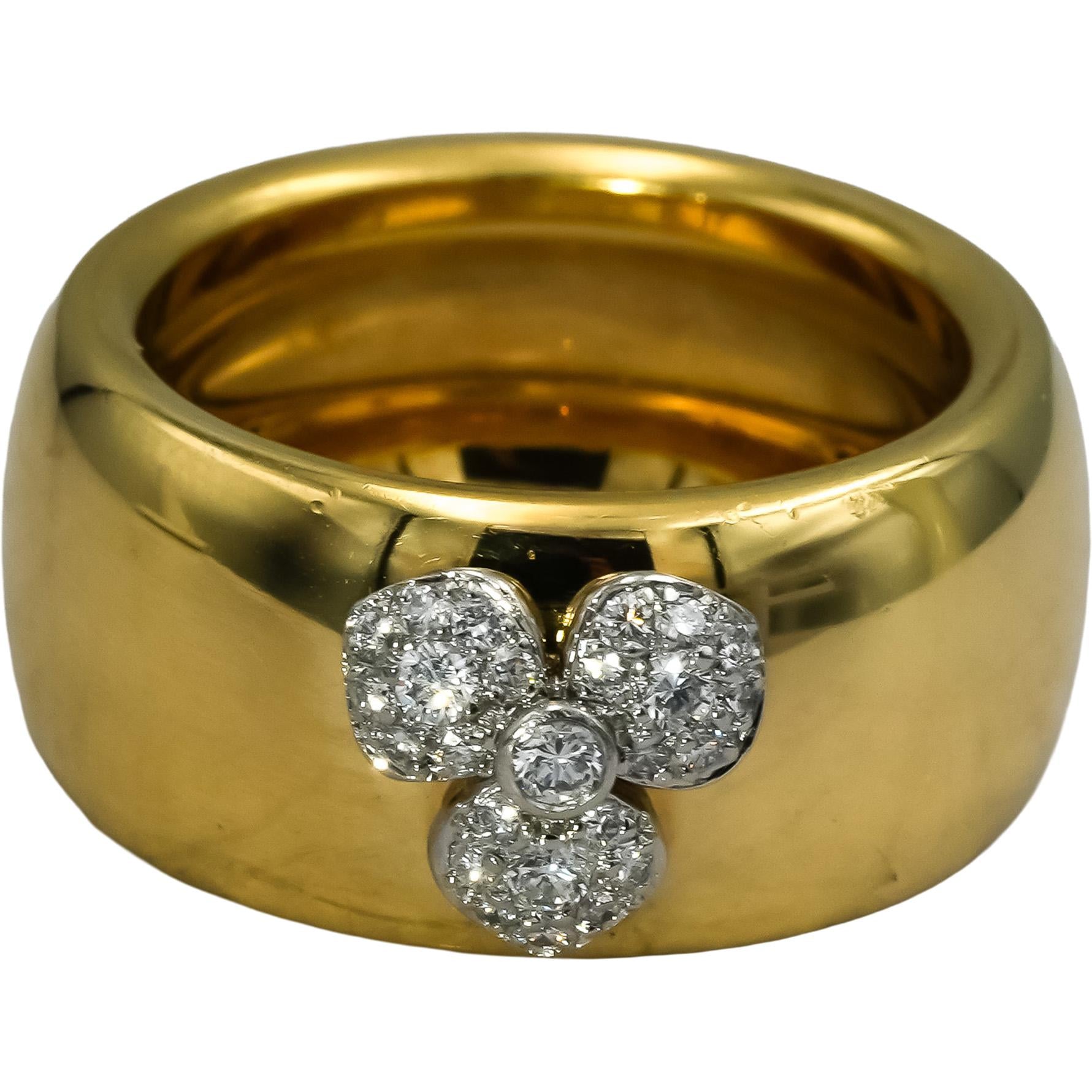 TIFFANY & CO. Vintage 18k Yellow Gold VS Diamond Flower Ring 0.24CT Size 5.75