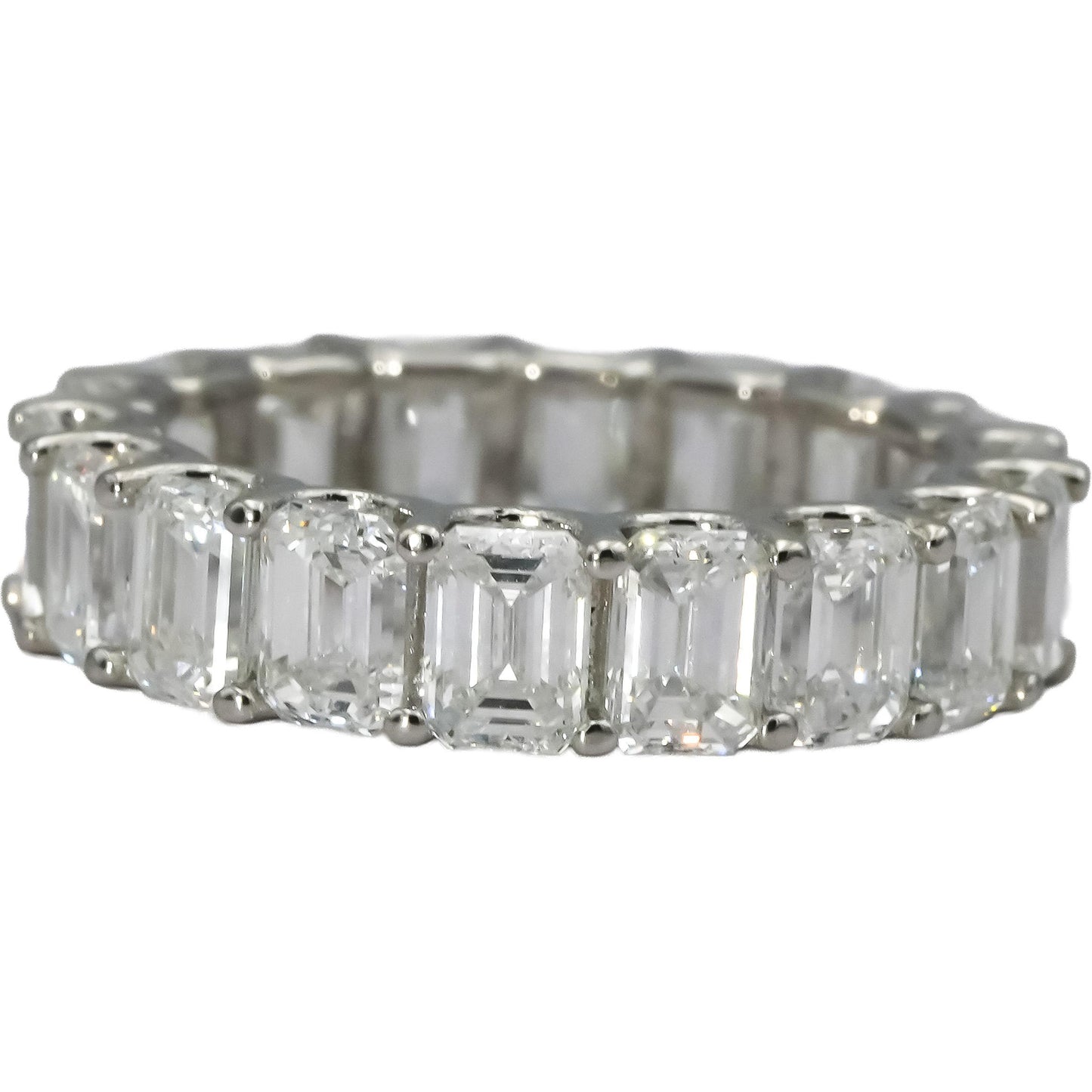 14k White Gold VS Emerald Cut Diamond Eternity Band Ring 7.0CT Size 6.25