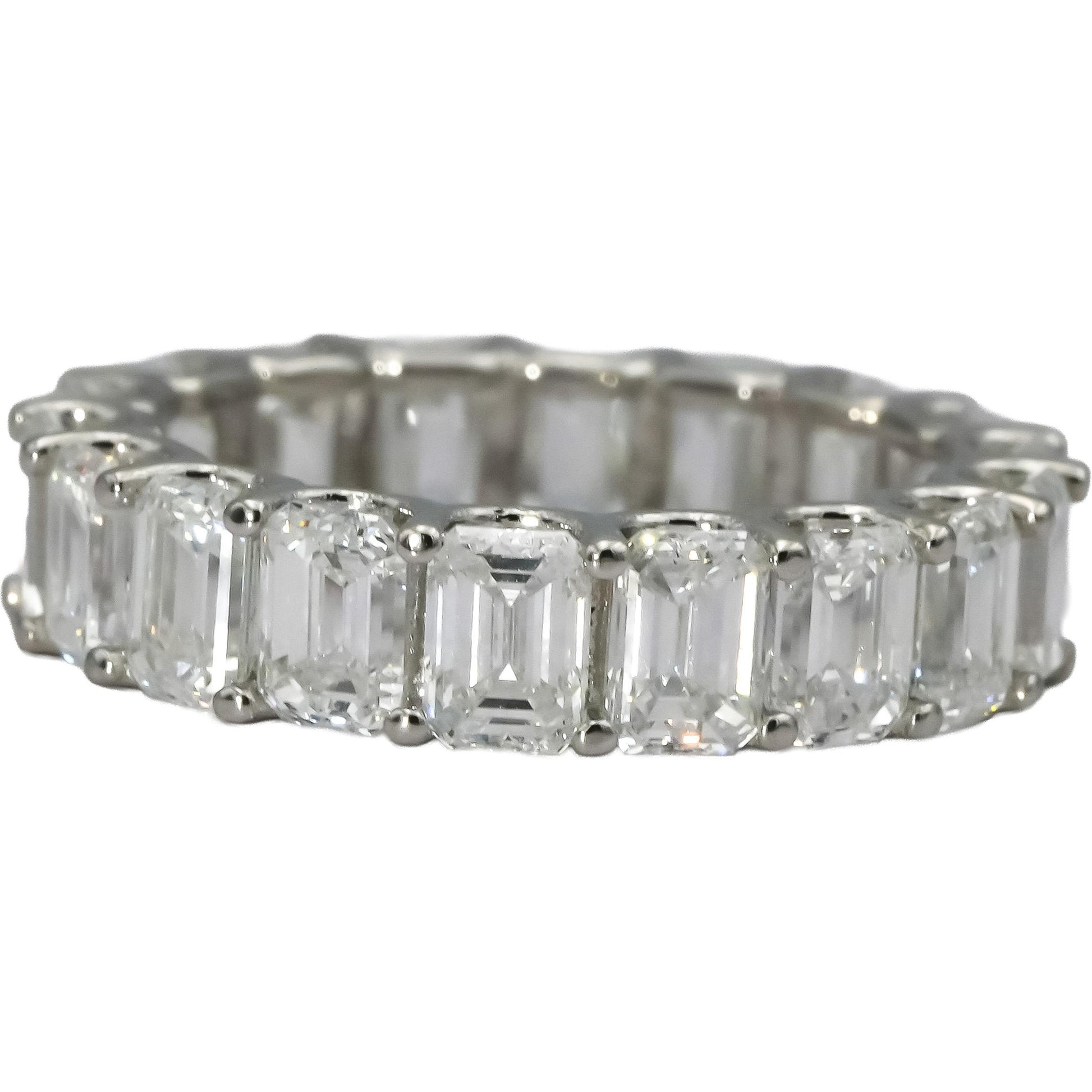 14k White Gold VS Emerald Cut Diamond Eternity Band Ring 7.0CT Size 6.25