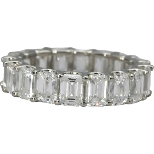 14k White Gold VS Emerald Cut Diamond Eternity Band Ring 7.0CT Size 6.25