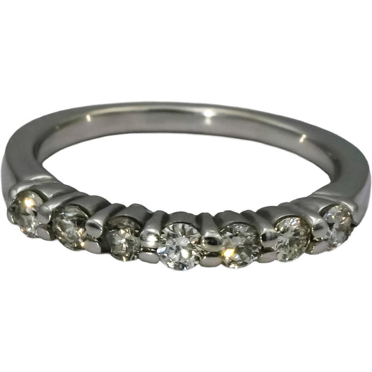 10k White Gold Round Diamond Seven Stone Band Ring 0.50CT Size 6.5