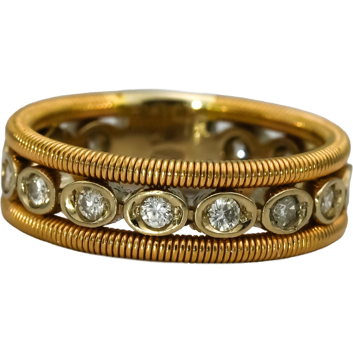 18k Yellow Gold VS Round Diamond Cable Band Ring 0.50CT Size 6.5