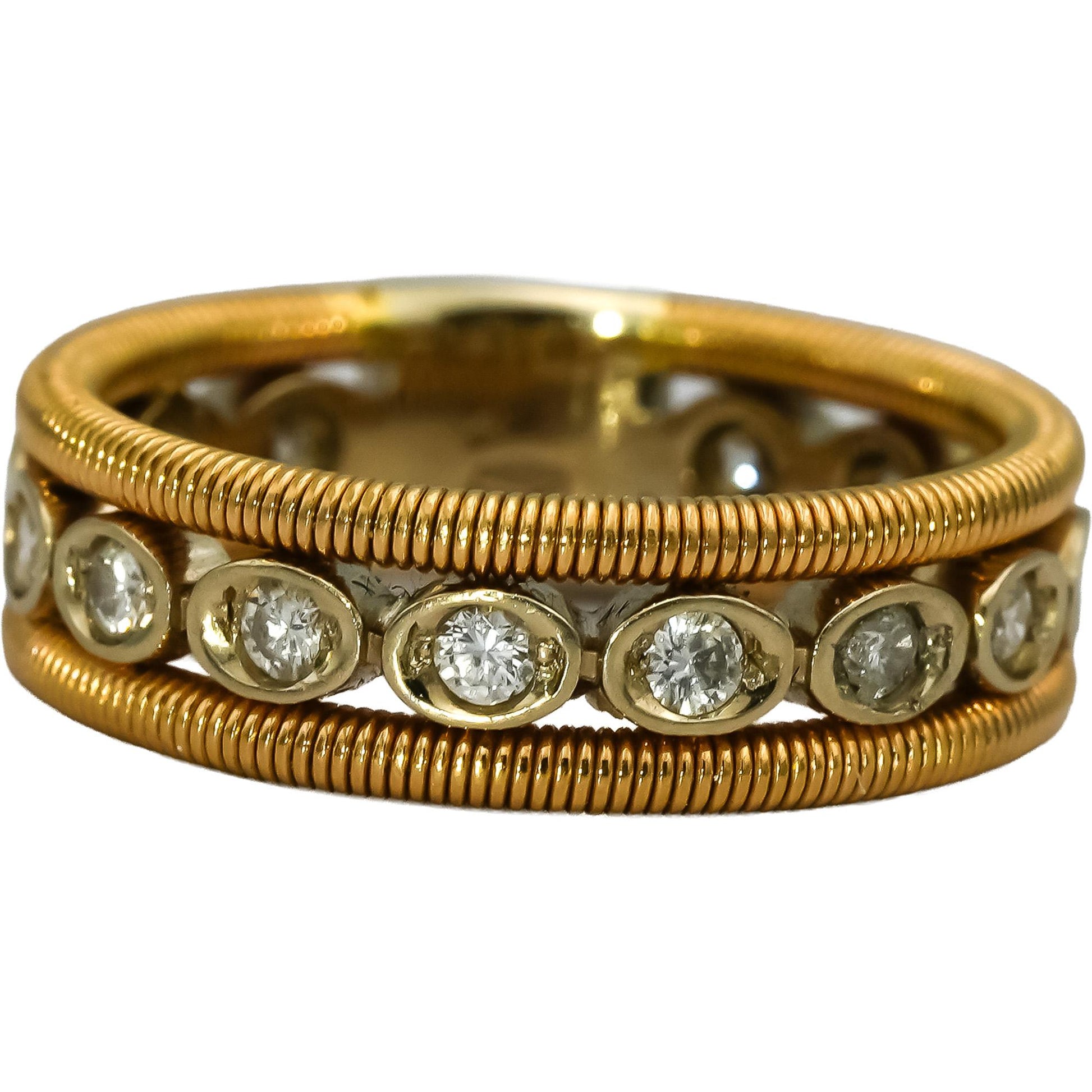 18k Yellow Gold VS Round Diamond Cable Band Ring 0.50CT Size 6.5