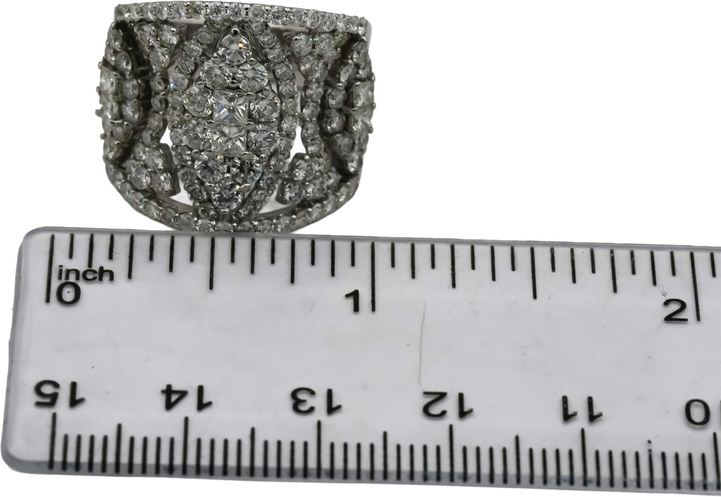 18k White Gold Princess and Round Diamond Cluster Cocktail Ring 2.50CT Size 7