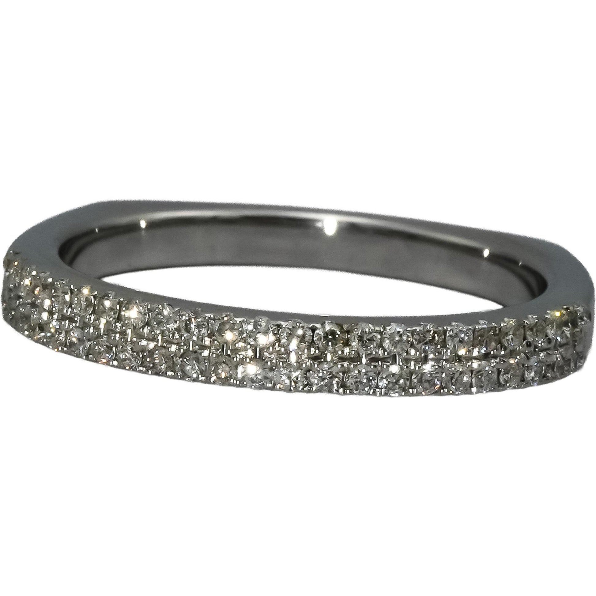 14k White Gold Round Diamond Two Row Band Ring 0.35CT Size 6.5
