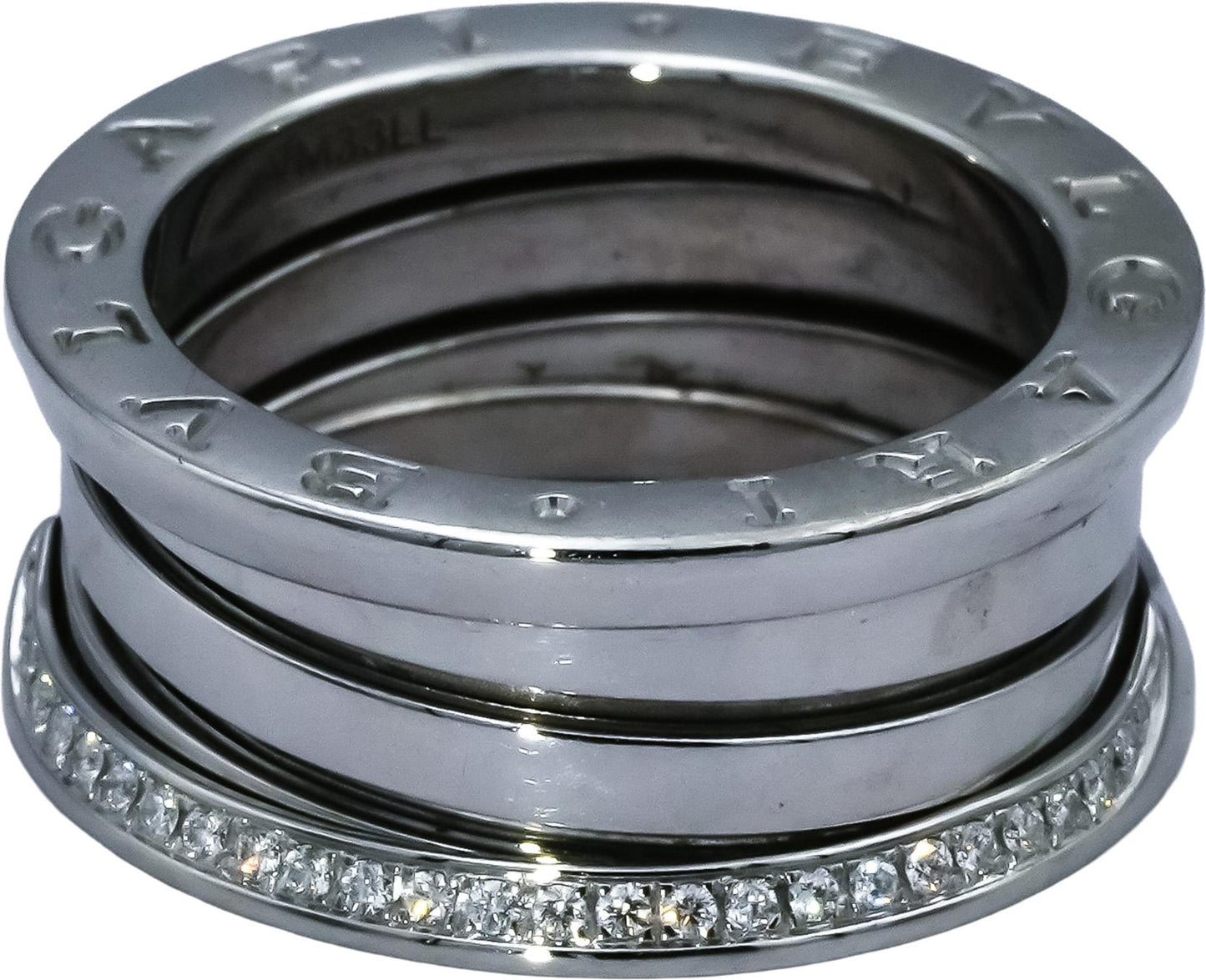 BVLGARI 18k White Gold VS Round Diamond B.zero1 Ring 0.31CT Size 6.75