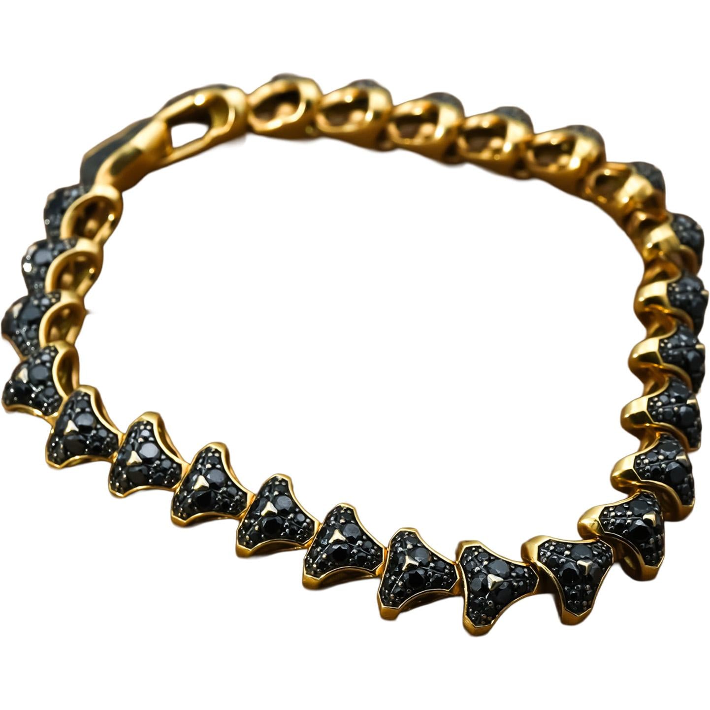 DAVID YURMAN 18k Yellow Gold Black Diamond Armory Link Bracelet 5.04CT w/ Box