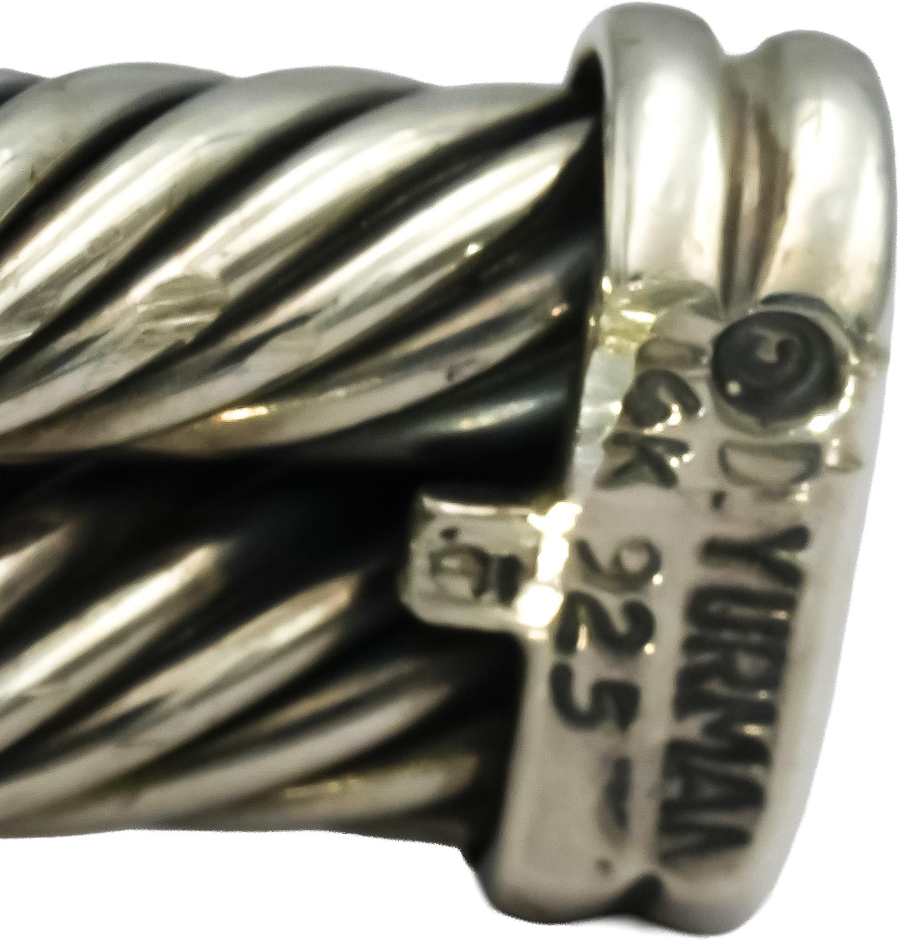 DAVID YURMAN Sterling Silver 14k Yellow Gold Crossover Cable Cuff Bracelet