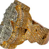 10k Rose & White Gold Diamond Cluster Dollar Sign Ring 3.50CT Size 5