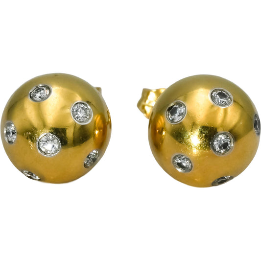 TIFFANY & CO. 18k Gold Platinum VS Diamond Dot Etoile Ball Stud Earrings 0.18CT
