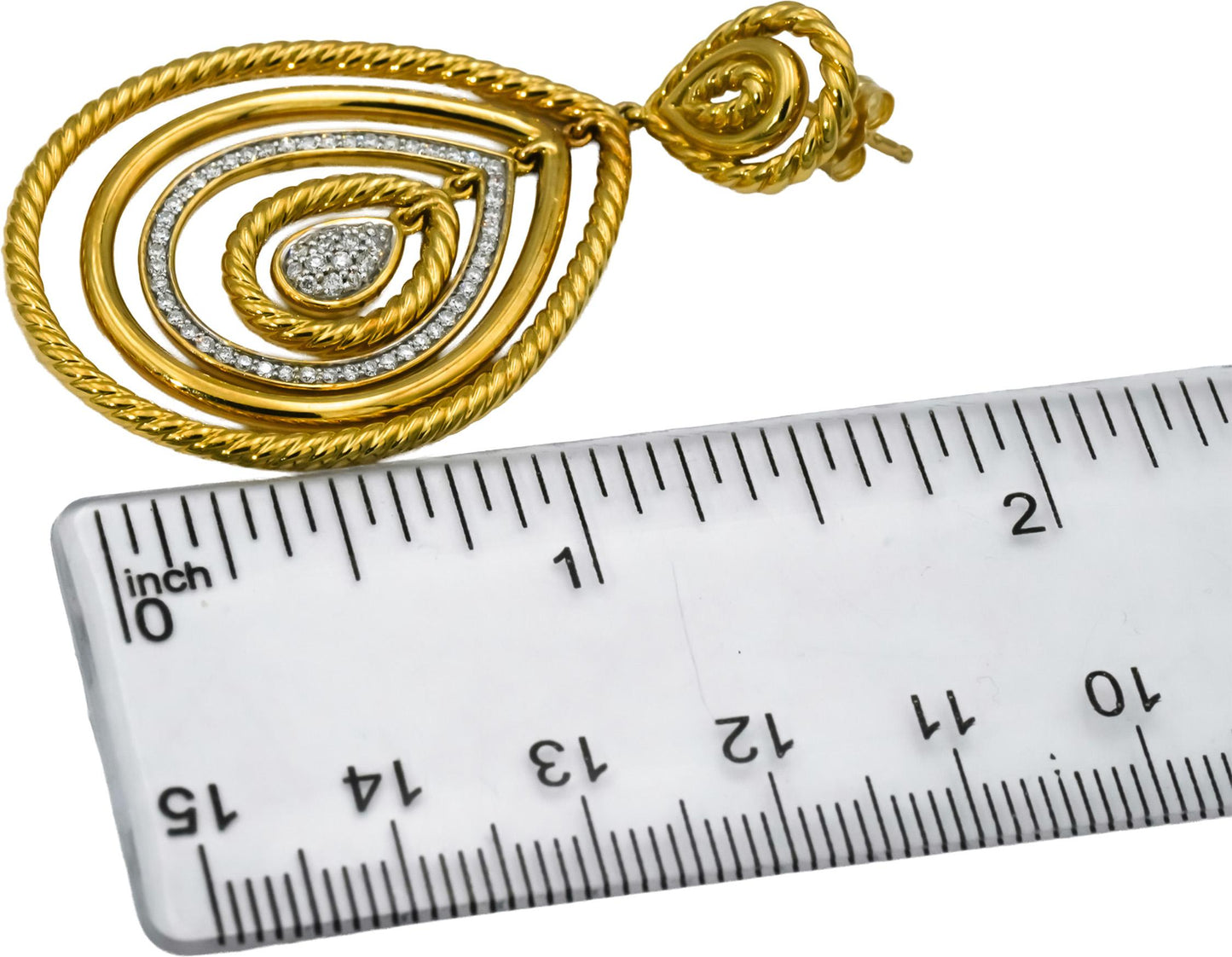 DAVID YURMAN 18k Yellow Gold VS Diamond Mobile Cable Drop Earrings 0.75CT
