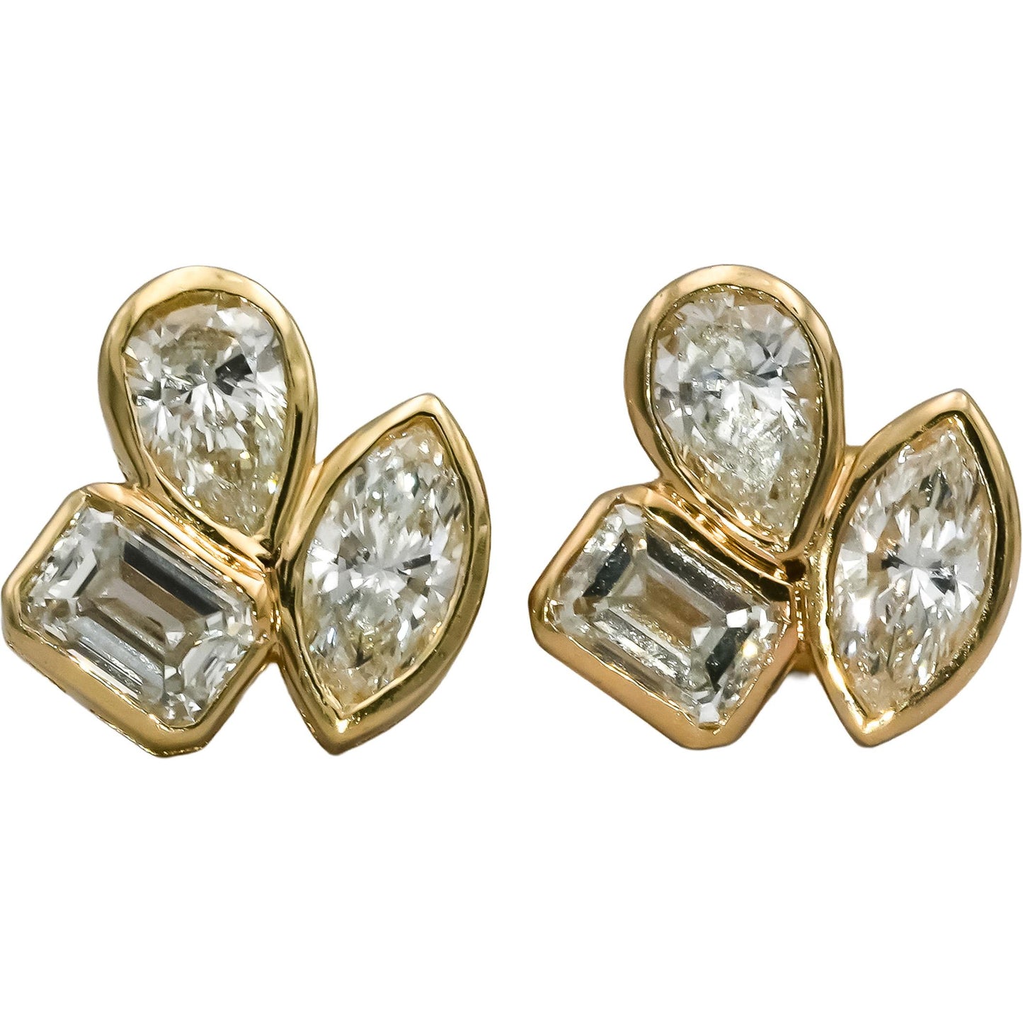 14k Yellow Gold VS Mixed Cut Lab-Grown Diamond Stud Earrings 2.86CT