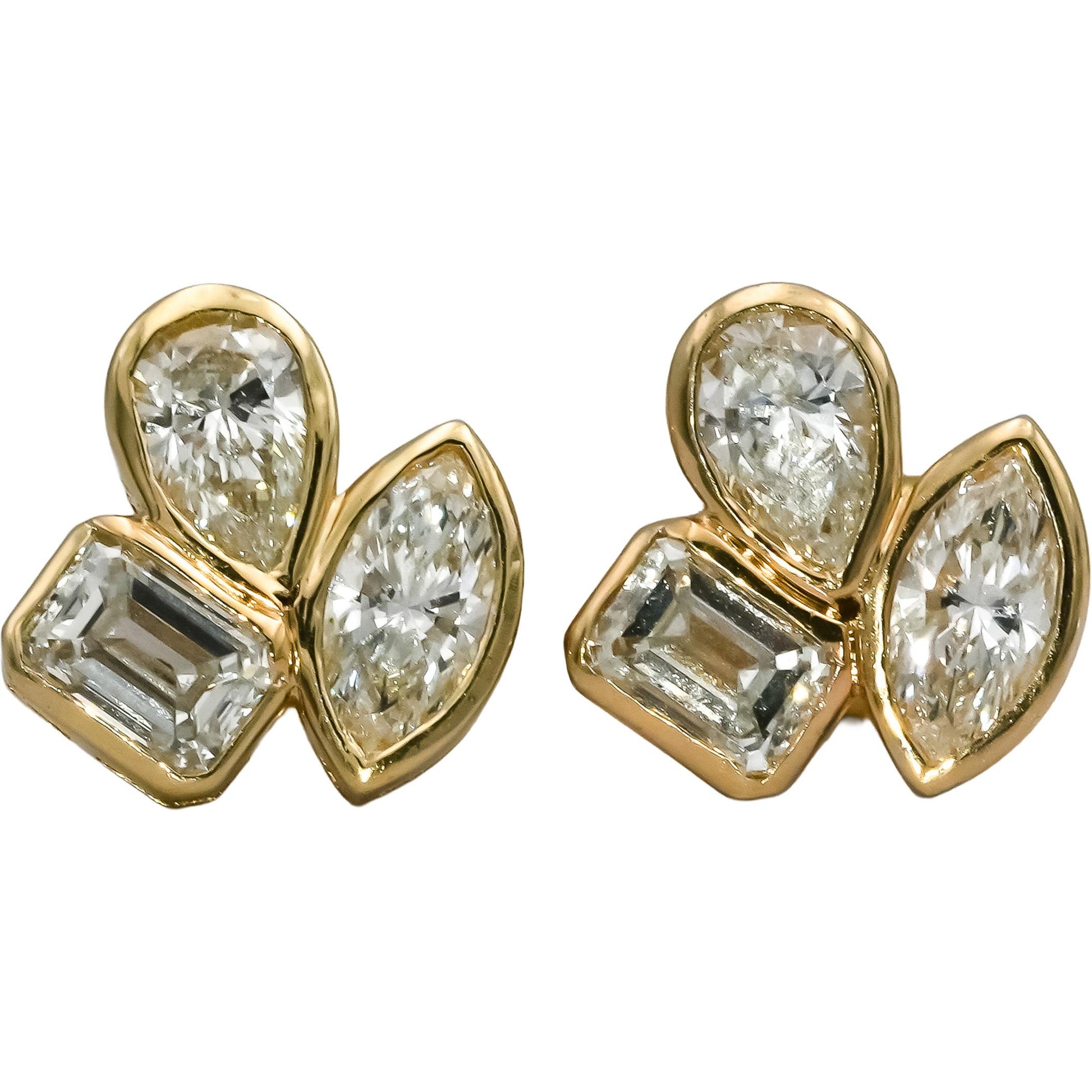 14k Yellow Gold VS Mixed Cut Lab-Grown Diamond Stud Earrings 2.86CT