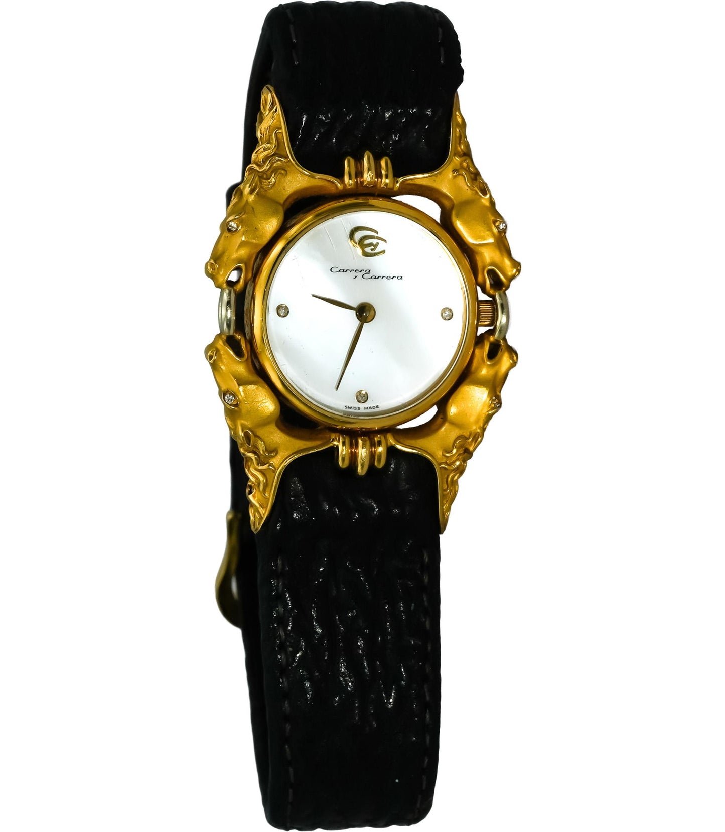 CARRERA Y CARRERA 18k Gold Caballos Mother of Pearl Quartz Watch Diamond Accents