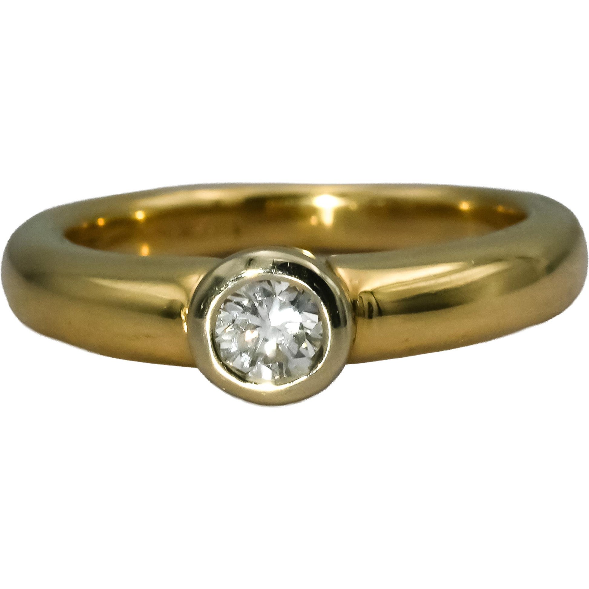 14k Yellow Gold Round Bezel Set Diamond Solitaire Ring .25CT Size 5.5