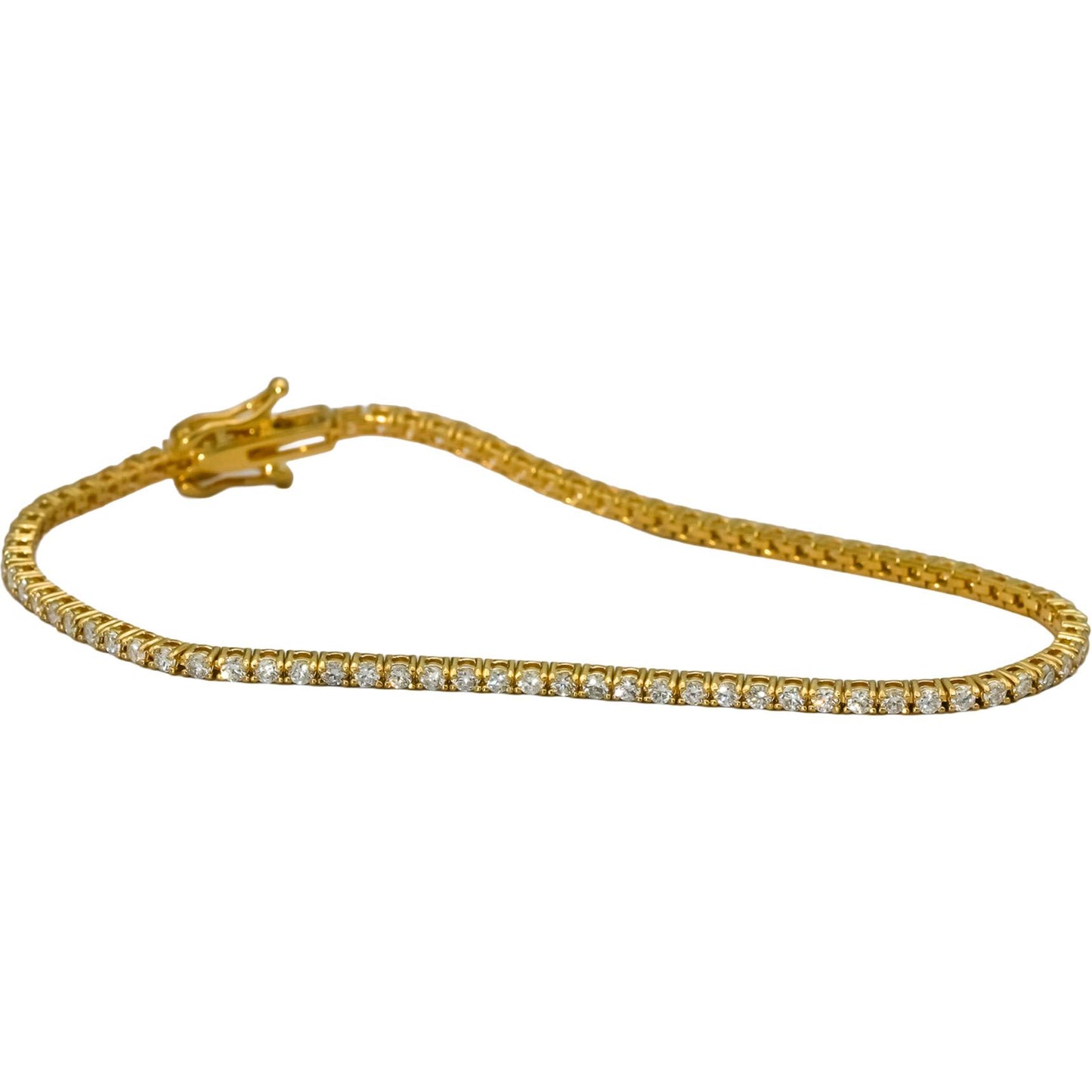 14k Yellow Gold VS Round Diamond Tennis Bracelet 1.65CT
