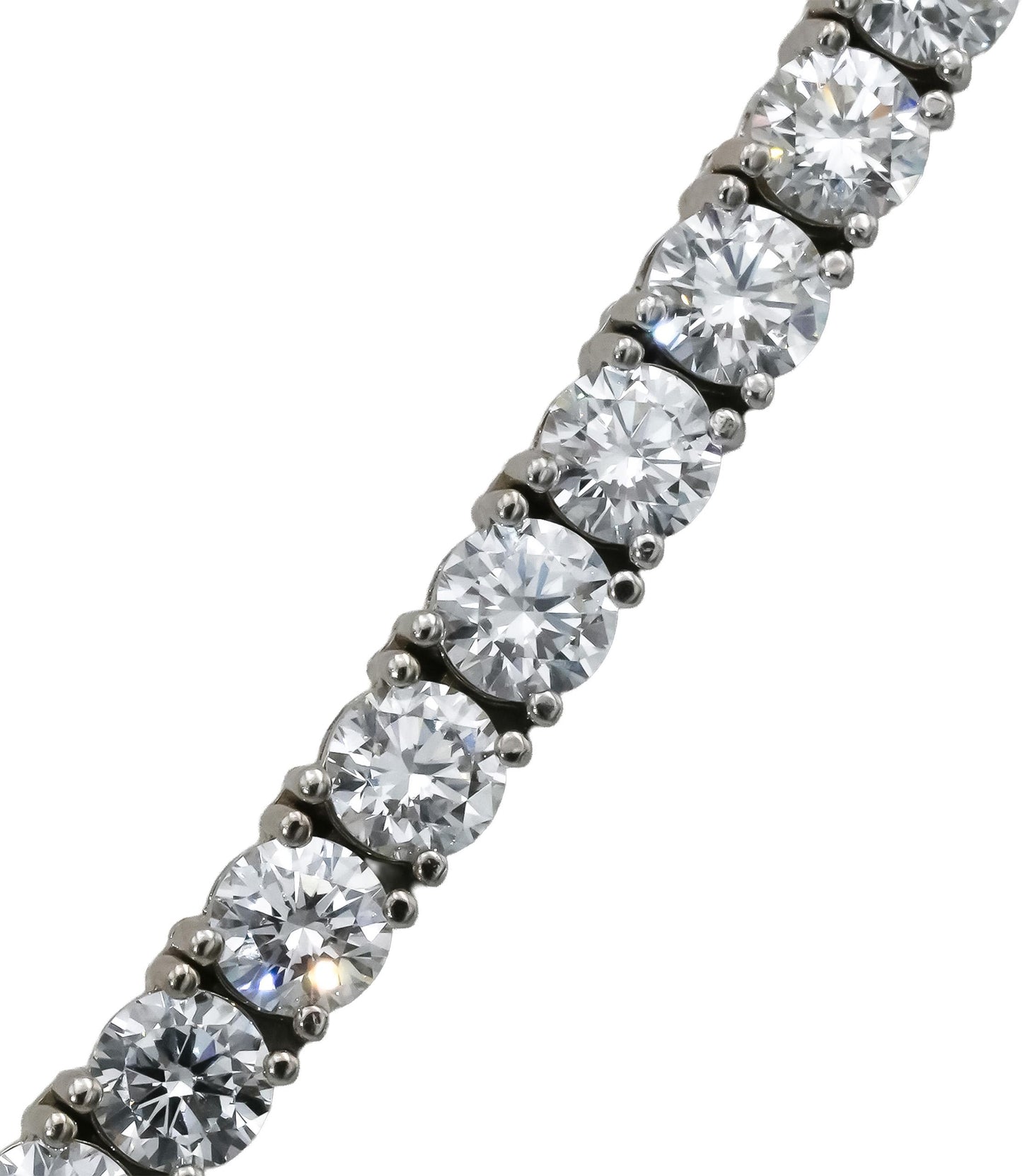 14k White Gold VS Round Lab-Grown Diamond Tennis Necklace 37.28CT