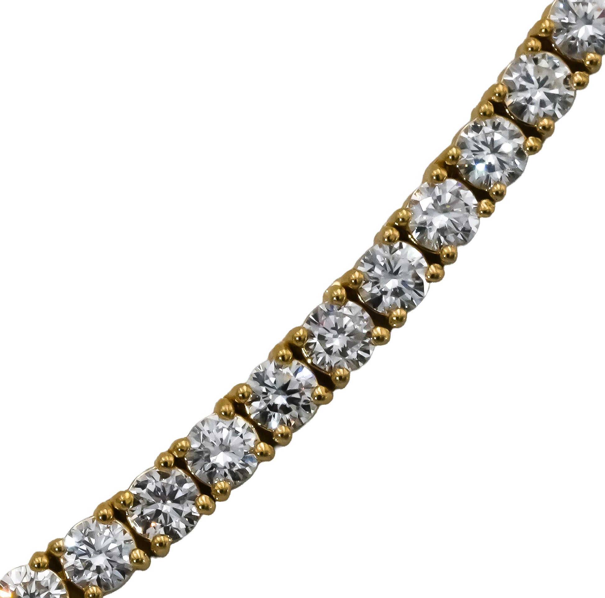 14k Yellow Gold VS Round Lab-Grown Diamond Tennis Necklace 10.10CT