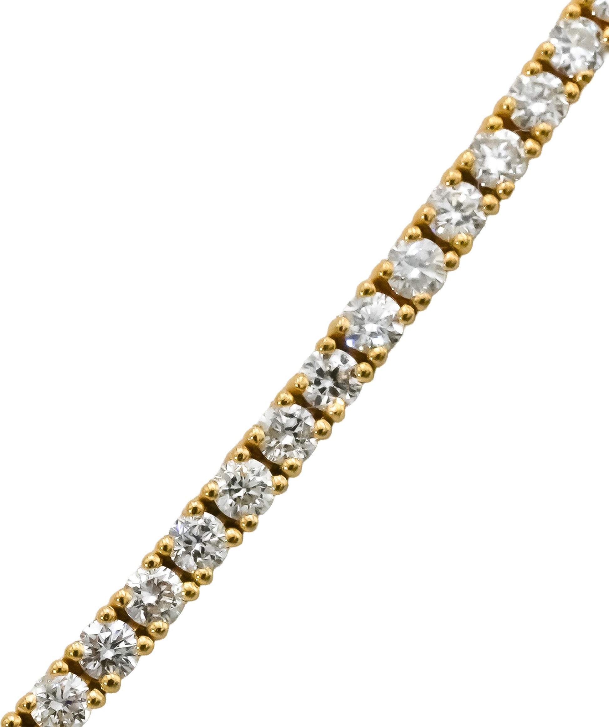 14k Yellow Gold Round Natural Diamond Tennis Necklace 5.85CT