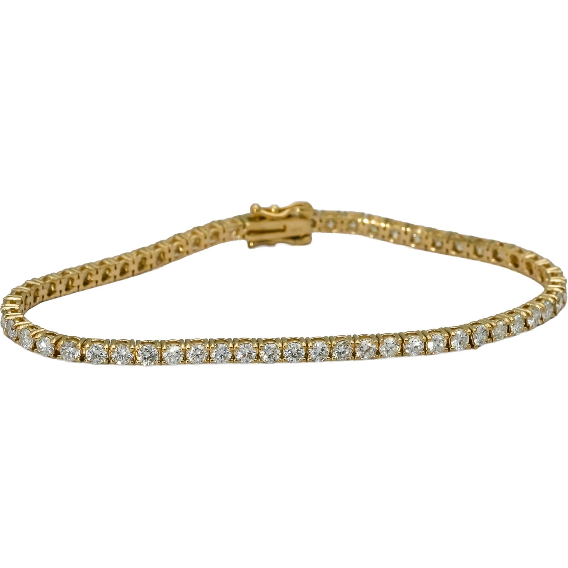 14k Yellow Gold VS Round Natural Diamond Tennis Bracelet 4.53CT