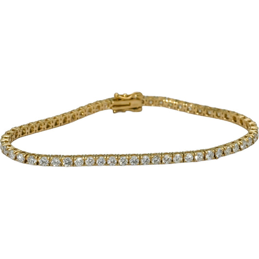 14k Yellow Gold VS Round Natural Diamond Tennis Bracelet 4.53CT
