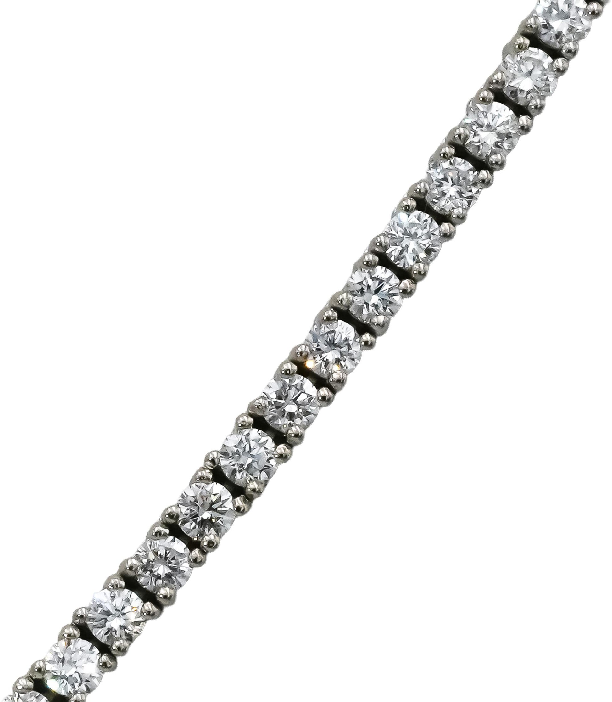 14k White Gold VS Round Natural Diamond Tennis Necklace 5.08CT