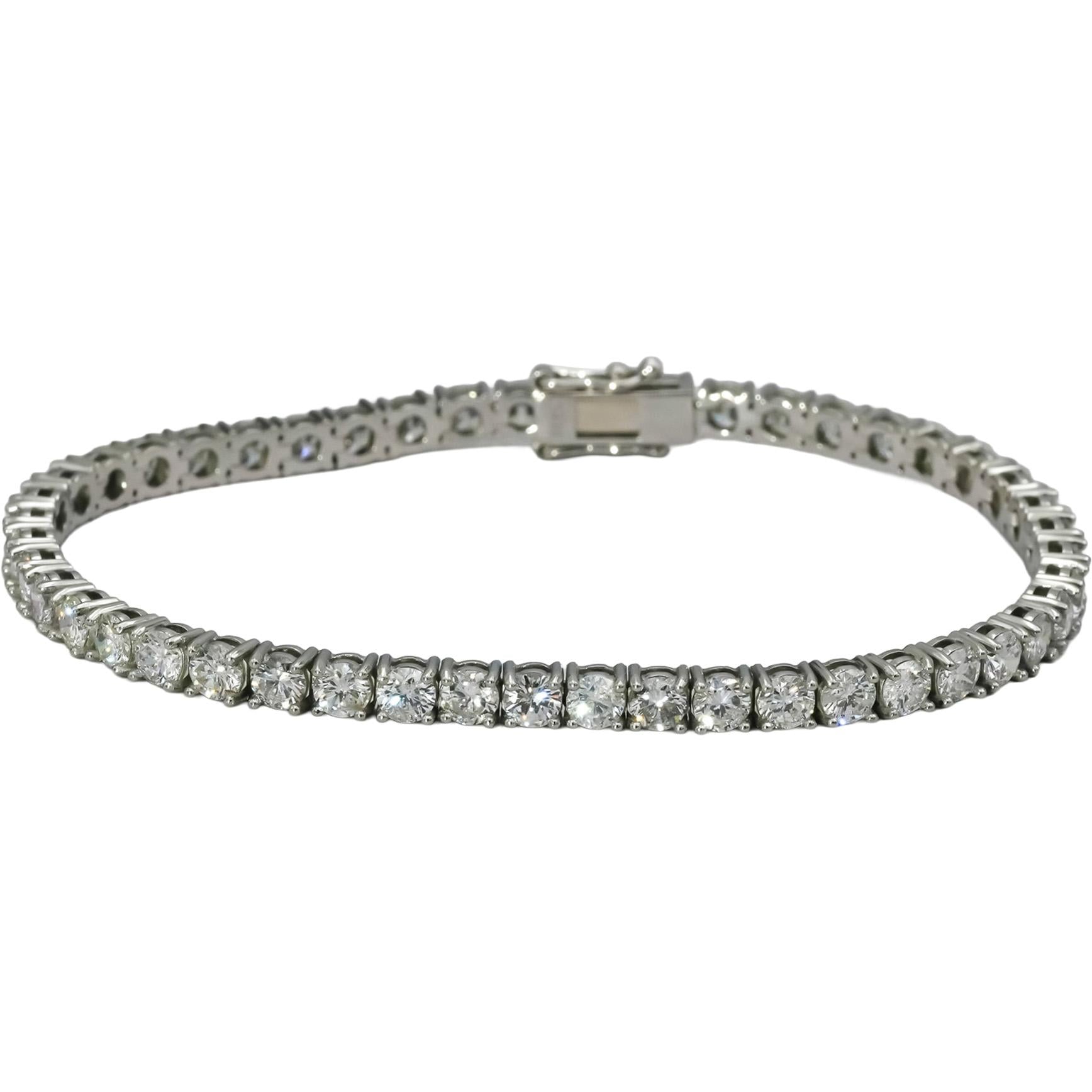 Platinum Round Cut Natural Diamond Tennis Bracelet 7.62CT