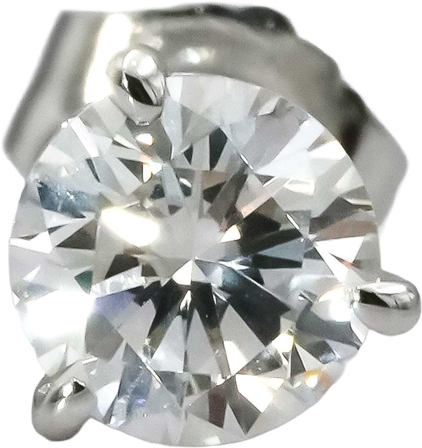 14k White Gold VS Round Lab-Grown Diamond Stud Earrings 1.03CT