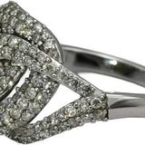 10k White Gold Round Diamond Cluster Twist Knot Ring 1.0CT Size 7