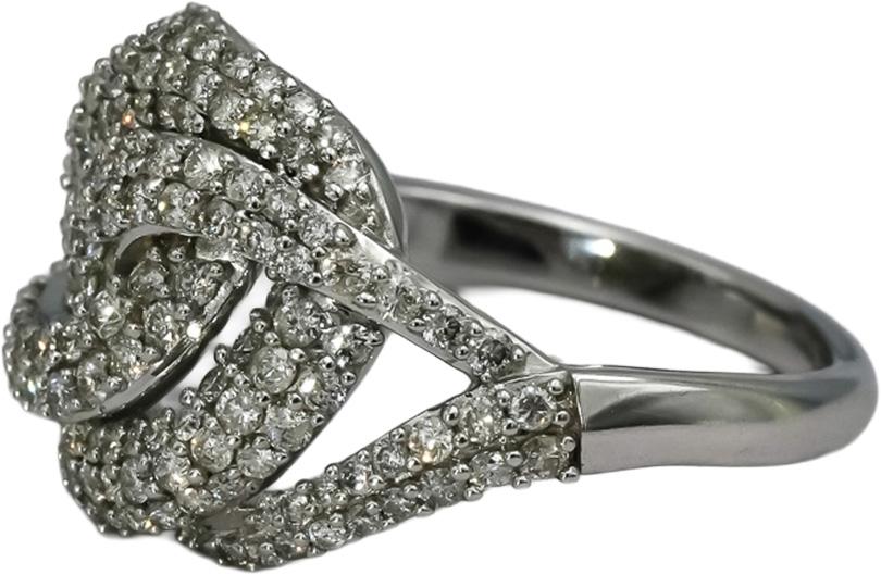 10k White Gold Round Diamond Cluster Twist Knot Ring 1.0CT Size 7