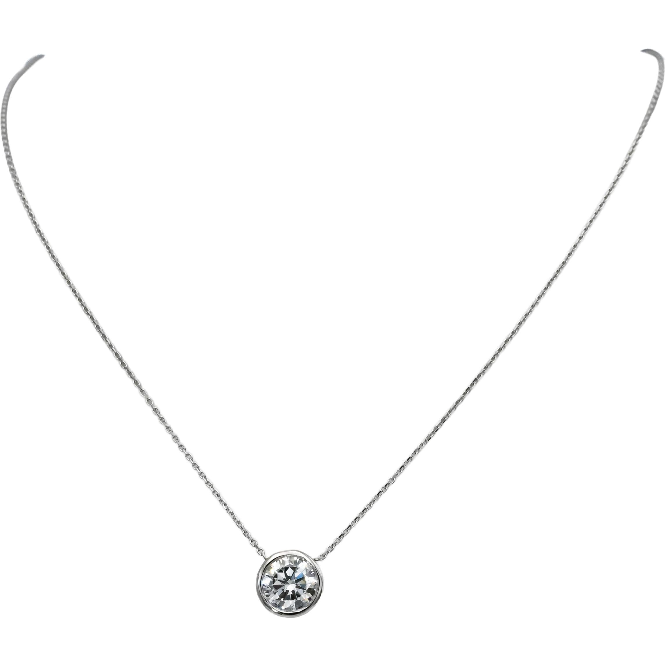 14k White Gold VS Round Lab-Grown Diamond Solitaire Pendant Necklace 2.51CT