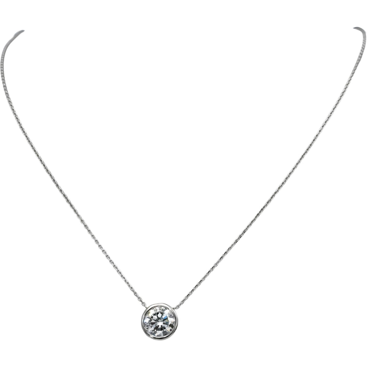 14k White Gold VS Round Lab-Grown Diamond Solitaire Pendant Necklace 2.51CT