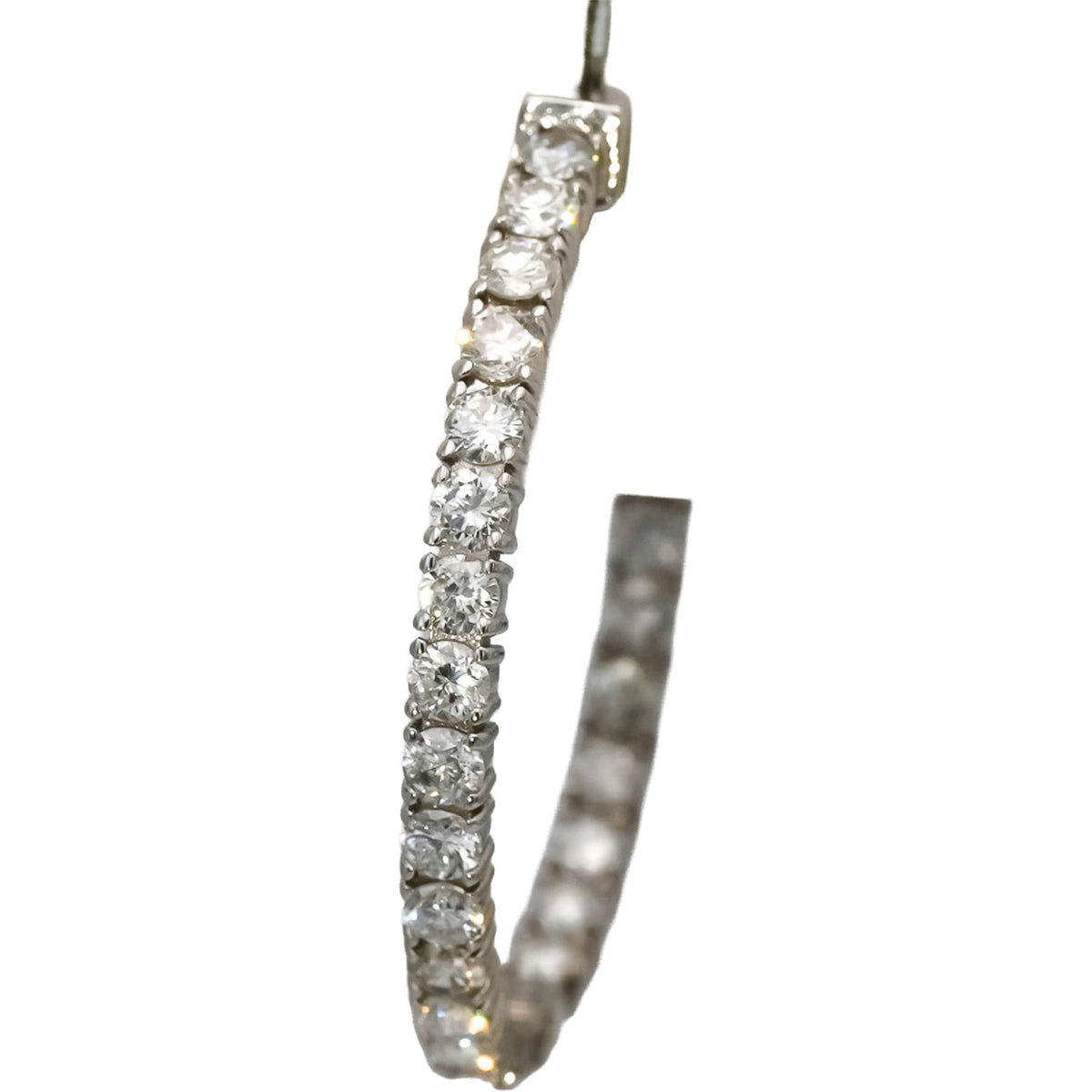 14k White Gold Round Natural Diamond Inside Out Hoop Earrings 2.96CT