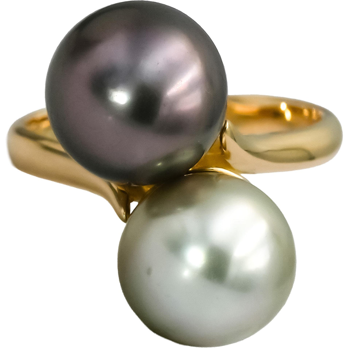 18k Yellow Gold 10mm Pearl Cocktail Ring Size 6
